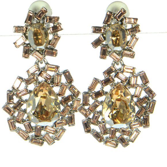 Vintage Oscar de la Renta Crystal Teardrop Earrings